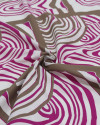 Tecido Tricoline Italiano Quadros e Riscos Ondulados Roxo, Branco e Nude