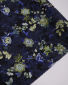 Tecido Crepe Koshibo Italiano Flores Noturnas Verde e Tons de Azul