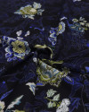 Tecido Crepe Koshibo Italiano Flores Noturnas Verde e Tons de Azul