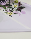 Tecido Crepe Silk Italiano Barrado Floral Lavanda e Preto