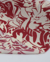 Tecido Crepe Koshibo Leve Pintura Abstrata Creme e Vermelho Valentina