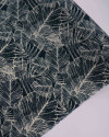 Tecido Viscose Macro Folhas Creme e Verde Esmeralda