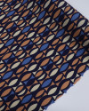 Tecido Viscose Estampa Geométrica Argila, Bege e Tons de Azul