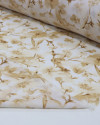 Tecido Crepe Koshibo Leve Ramos Florais em Aquarela Bege e Offwhite