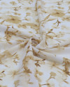 Tecido Crepe Koshibo Leve Ramos Florais em Aquarela Bege e Offwhite