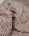 Tecido Malha Tweed Risca Offwhite e Caramelo