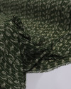Tecido Crepe Koshibo Leve Listras em Ramos e Flores Creme e Verde Militar