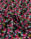 Tecido Crepe Koshibo Leve Tapete Floral Colorido e Preto