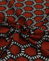 Tecido Viscose Colméias Terracota, Offwhite e Preto