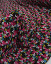 Tecido Crepe Koshibo Leve Tapete Floral Colorido e Preto