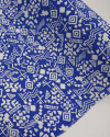 Tecido Crepe Koshibo Étnico Branco e Azul