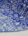 Tecido Crepe Koshibo Étnico Branco e Azul
