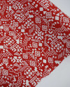 Tecido Crepe Koshibo Étnico Branco e Vermelho