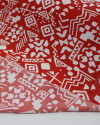 Tecido Crepe Koshibo Étnico Branco e Vermelho