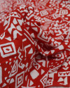Tecido Crepe Koshibo Étnico Branco e Vermelho