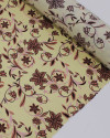 Tecido Viscose Ramos Florais Rosa Chá, Castanho e Amarelo Manteiga