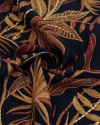 Tecido Viscose Macro Folhagens Tons Terrosos e Preto