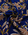 Tecido Viscose Ramos Florais Colorido e Azul Maringo