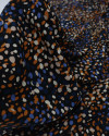 Tecido Viscose Poá Artístico Azul, Laranja e Preto