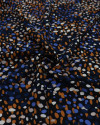 Tecido Viscose Poá Artístico Azul, Laranja e Preto