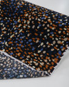 Tecido Viscose Poá Artístico Azul, Laranja e Preto