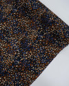 Tecido Viscose Poá Artístico Azul, Laranja e Preto
