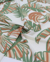 Tecido Viscose Folhagens de Bananeira, Verde e Offwhite
