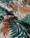 Tecido Viscose Macro Folhagens Tons de Verde e Terracota