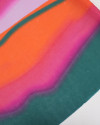 Tecido Linho Misto Italiano Barrado Duplo Degradê Ondulado Verde, Rosa e Laranja (COM DETALHES)