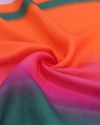 Tecido Linho Misto Italiano Barrado Duplo Degradê Ondulado Verde, Rosa e Laranja (COM DETALHES)