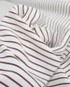 Tecido Linho Puro Italiano Listrado Marrom e Offwhite