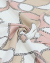 Tecido Crepe de Viscose Italiano Correntes Rosa Chá, Bege e Branco