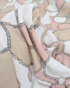 Tecido Crepe de Viscose Italiano Correntes Rosa Chá, Bege e Branco