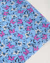 Tecido Crepe de Viscose Italiano Flores Brancas, Rosa e Azul Céu