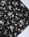 Tecido Crepe de Viscose Italiano Ramos Florais Tons Pastéis e Preto