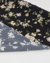Tecido Crepe de Viscose Italiano Ramos Florais Tons Pastéis e Preto