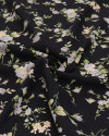 Tecido Crepe de Viscose Italiano Ramos Florais Tons Pastéis e Preto