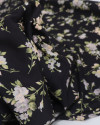 Tecido Crepe de Viscose Italiano Ramos Florais Tons Pastéis e Preto