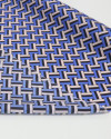 Tecido Crepe Silk Italiano Listras Trançadas Preto, Azul e Bege