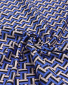 Tecido Crepe Silk Italiano Listras Trançadas Preto, Azul e Bege