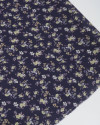 Tecido Viscose Sarjada Italiano Micro Buquê Floral Tons Pastéis e Azul Marinho Noite