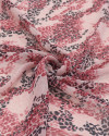 Tecido Crepe Chiffon Italiano Animal Print Sobreposto Preto e Tons de Rosa