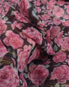 Tecido Crepe Chiffon Italiano Campo de Rosas com Lurex