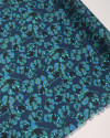 Tecido Crepe Silk Italiano Tapete Floral Abstrato Verde e Tons de Azul