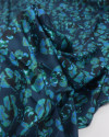 Tecido Crepe Silk Italiano Tapete Floral Abstrato Verde e Tons de Azul