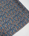 Tecido Crepe Silk Italiano Estampa Geométrica Laranja, Azul e Preto