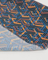 Tecido Crepe Silk Italiano Estampa Geométrica Laranja, Azul e Preto