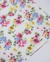 Tecido Sarja com Elastano Italiano Buquê Floral Colorido e Offwhite
