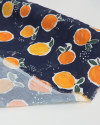 Tecido Tricoline Italiano Tangerinas e Azul Marinho