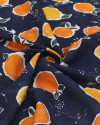 Tecido Tricoline Italiano Tangerinas e Azul Marinho